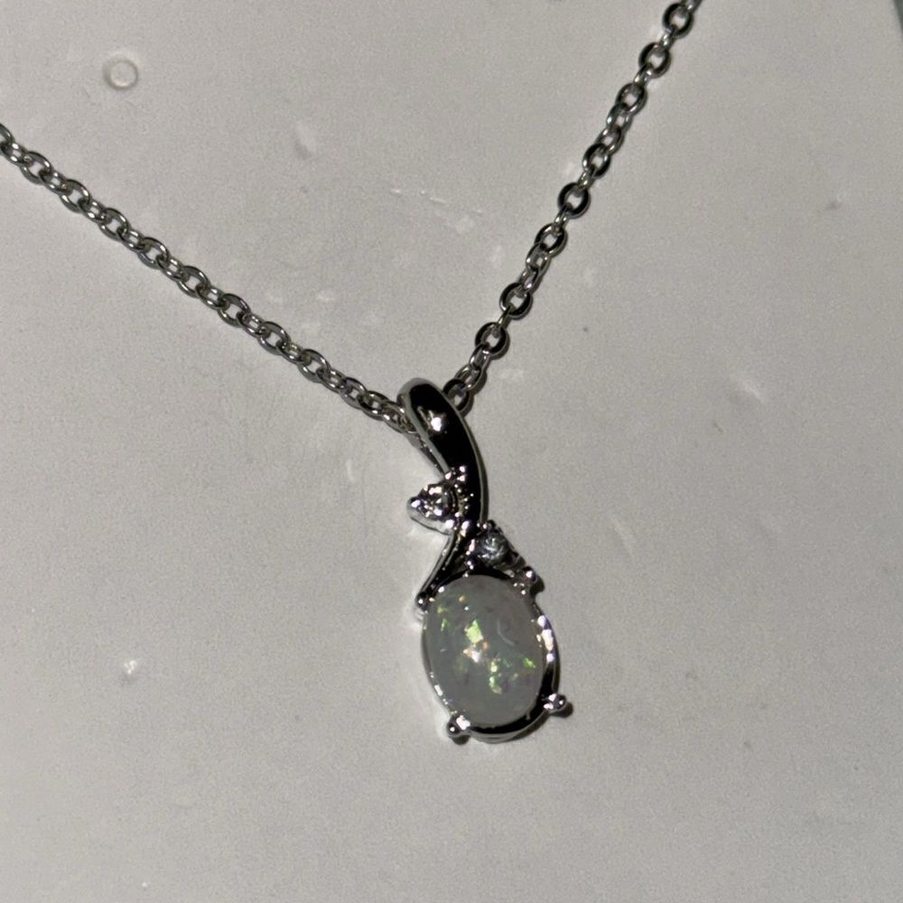 silver opal necklace
